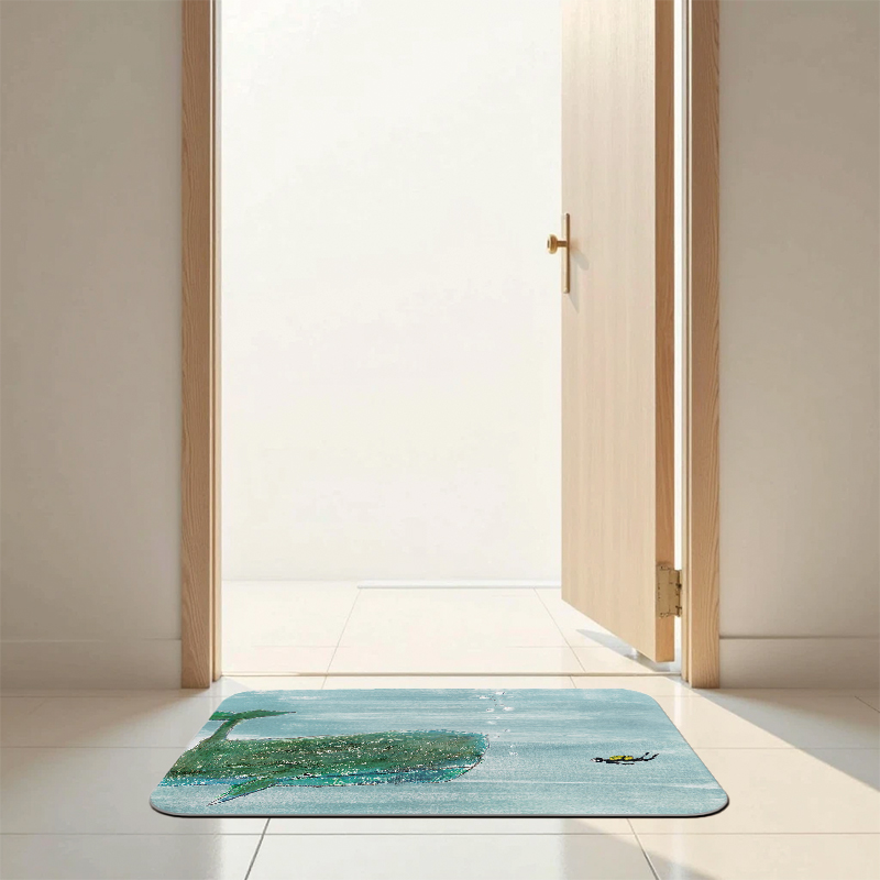 【Monster】 Soft Diatomaceous Earth Absorbent Mat &ndash; DUCKY SHEN Collection (60x40cm) &ndash; Whale, , large