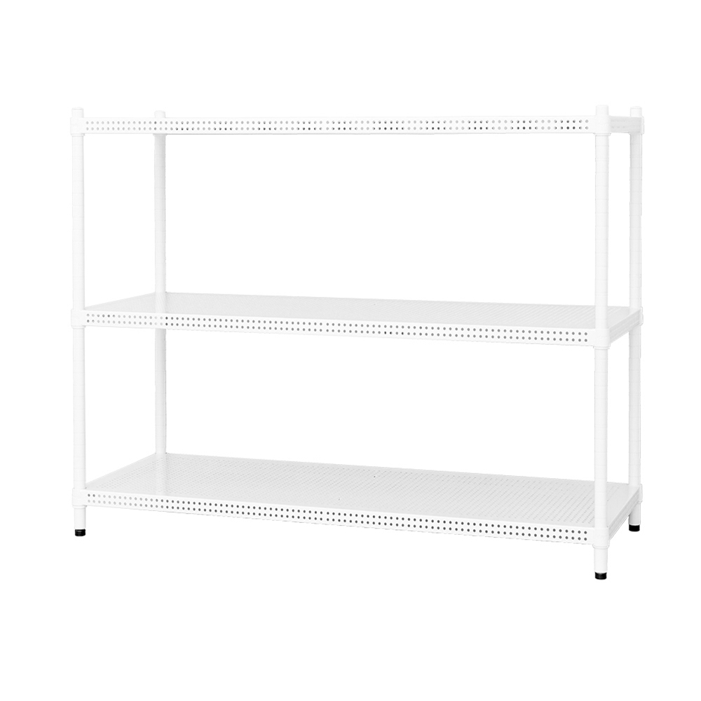 【Y HOUSE】120x45x90cm perforated plate three-layer shelf perforated plate shelf iron rack - painted white, , large