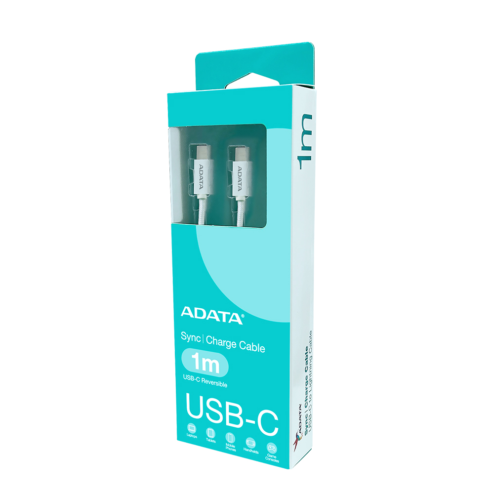 【ADATA 威剛】USB-C to USB-C 白色 充電傳輸線 編織線 長度 100cm, , large