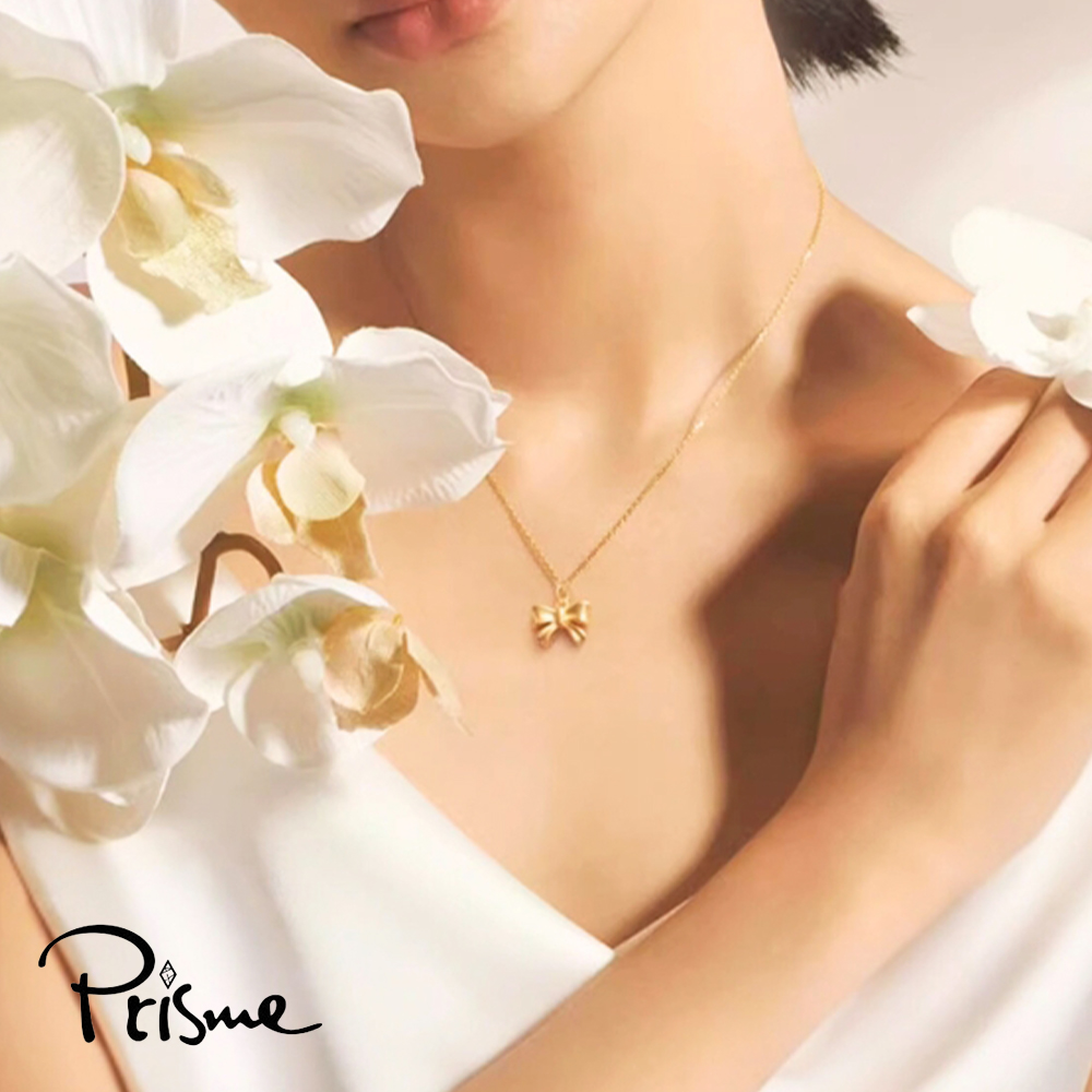 【Prisme Gold】黃金項鍊 蝴蝶結 鍊墜項鍊 (金重：約0.05錢&plusmn;0.02), , large