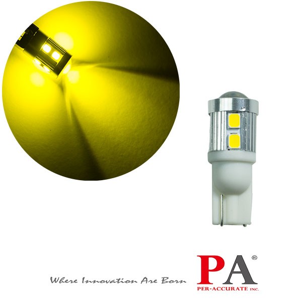 【PA LED】9-32V 特調光色 T10 T15 10晶 2835 SMD LED 魚眼 黃金光 黃光 方向燈 小燈, , large