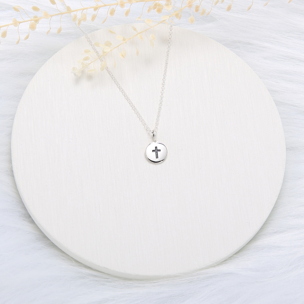 【Angel & Me】Circle Cross s925 sterling silver necklace Christmas gift, , large