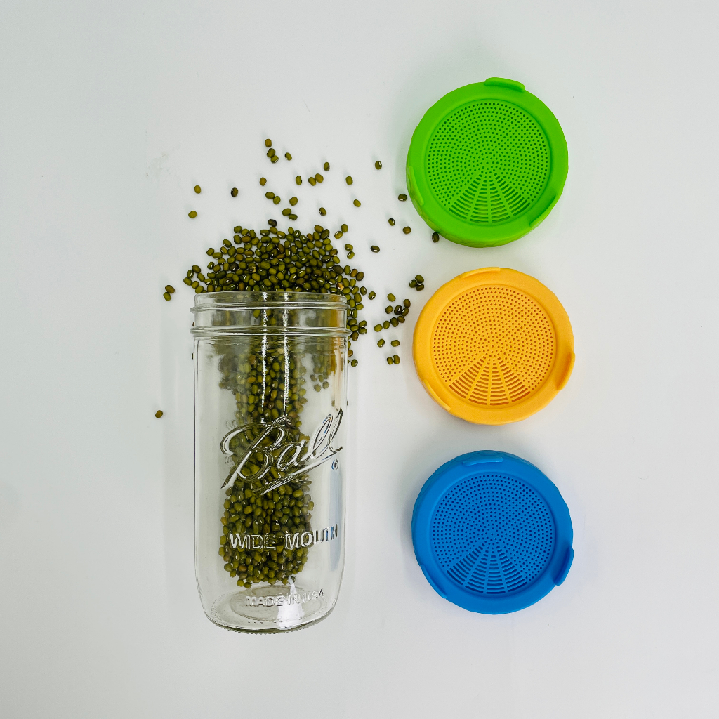 [Ball&reg;專屬配件WildJar] 寬口專用塑膠發芽網蓋純瓶蓋-綠色 Plastic Sprouting Lid for Wide Mouth mason jar 發芽罐 發芽瓶 發芽梅森罐 過篩網片 塑膠網狀發芽蓋, , large