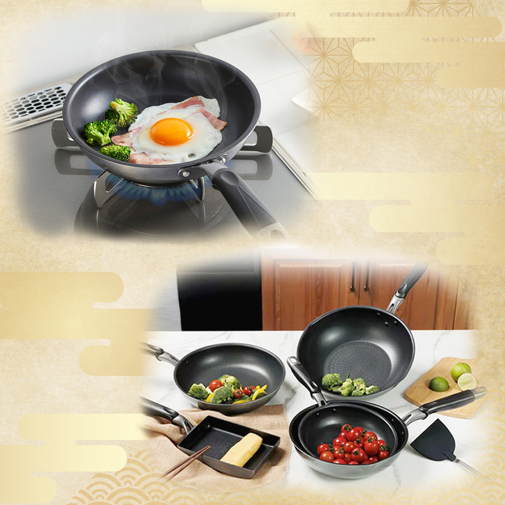 【日本竹原】日本製霞星空銀IH不沾平底鍋20cm(含蓋)可用金屬鏟/不挑爐具, , large