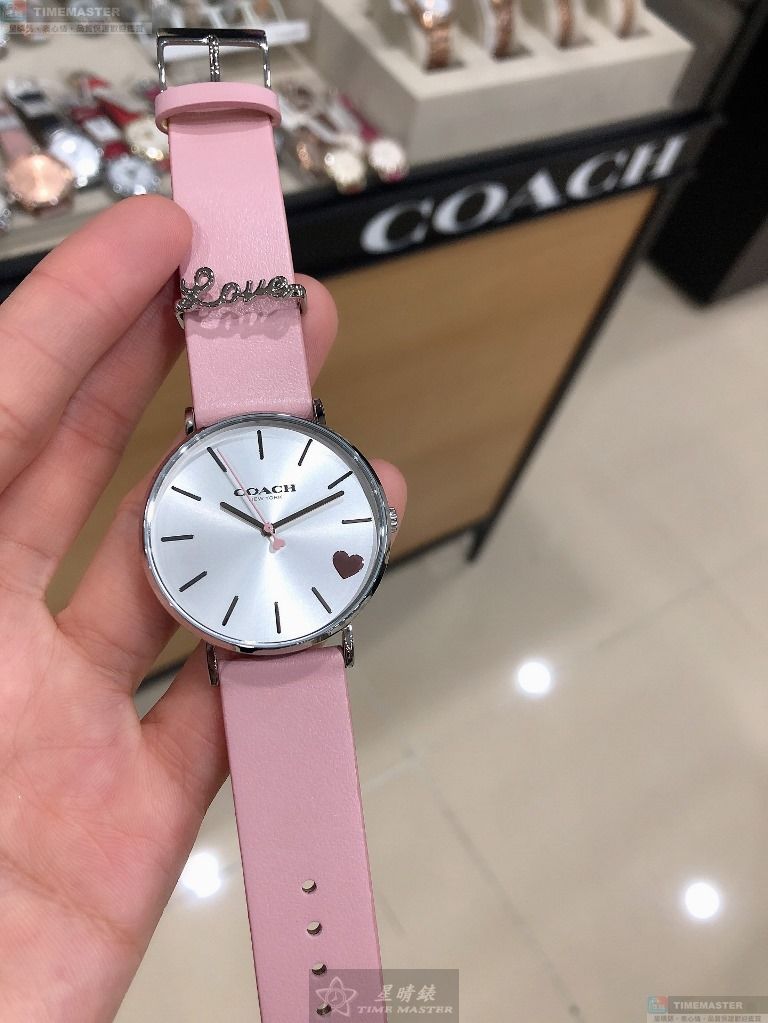 [星晴錶業]COACH手錶,28mm,CH00052白色錶面銀錶殼粉紅真皮皮革錶帶款, , large