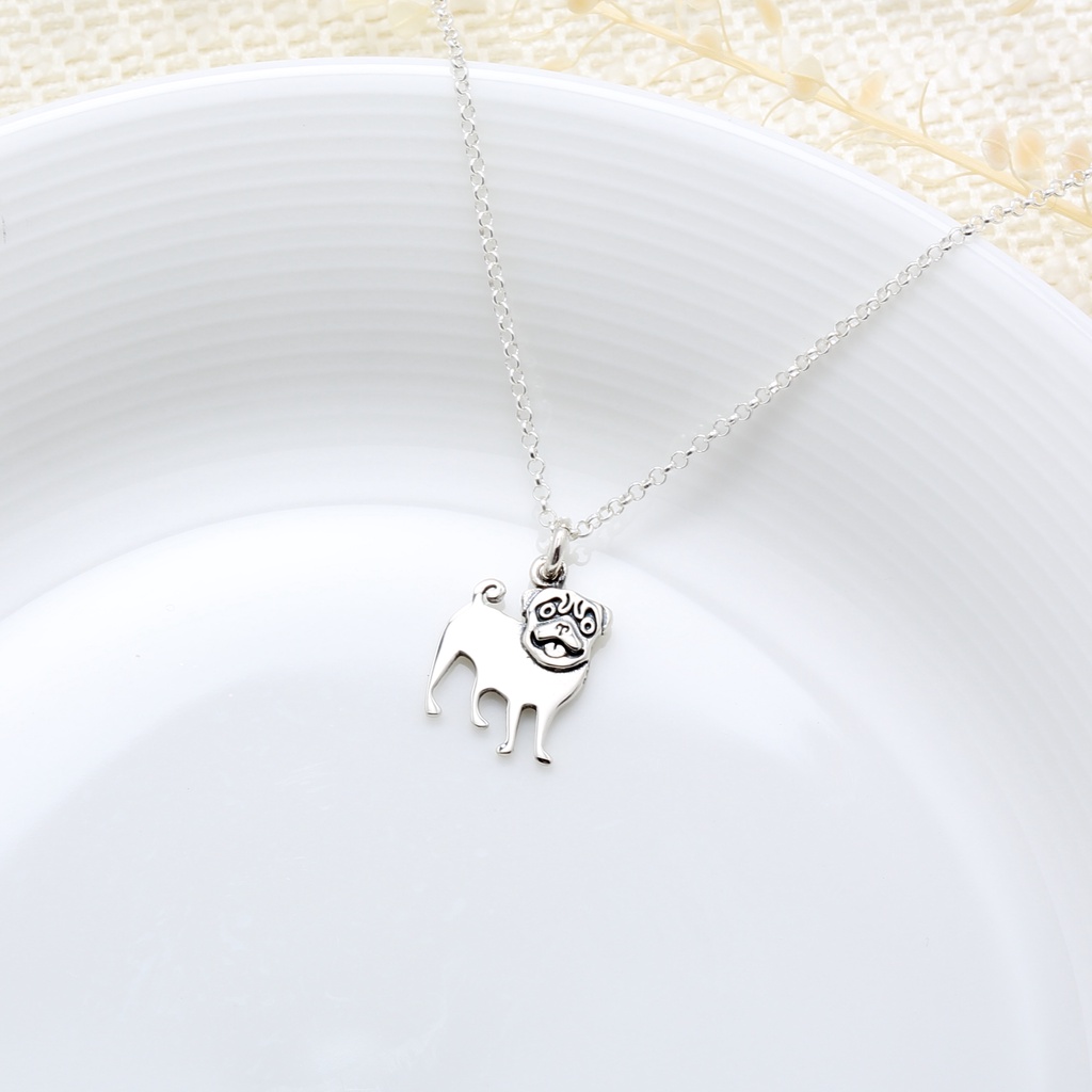 【Angel & Me】Cute Pug Dog s925 sterling silver necklace Birthday gift, , large