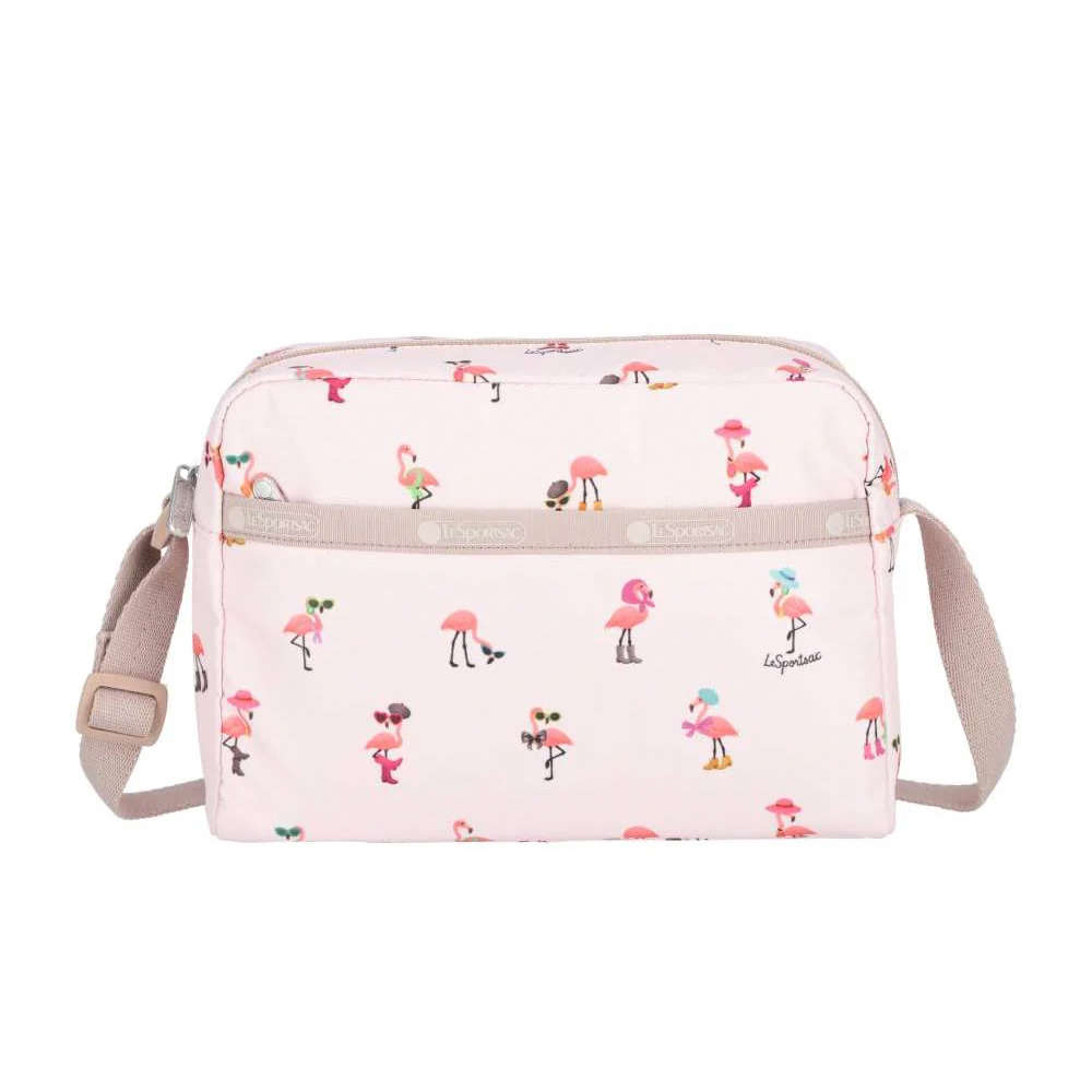 Lesportsac Daniella Crossbody 拉鍊斜背包 側背包 通勤隨身包 送禮 禮物 推薦 女包(紅鶴海島派對)L261-2434PB-HG20, , large
