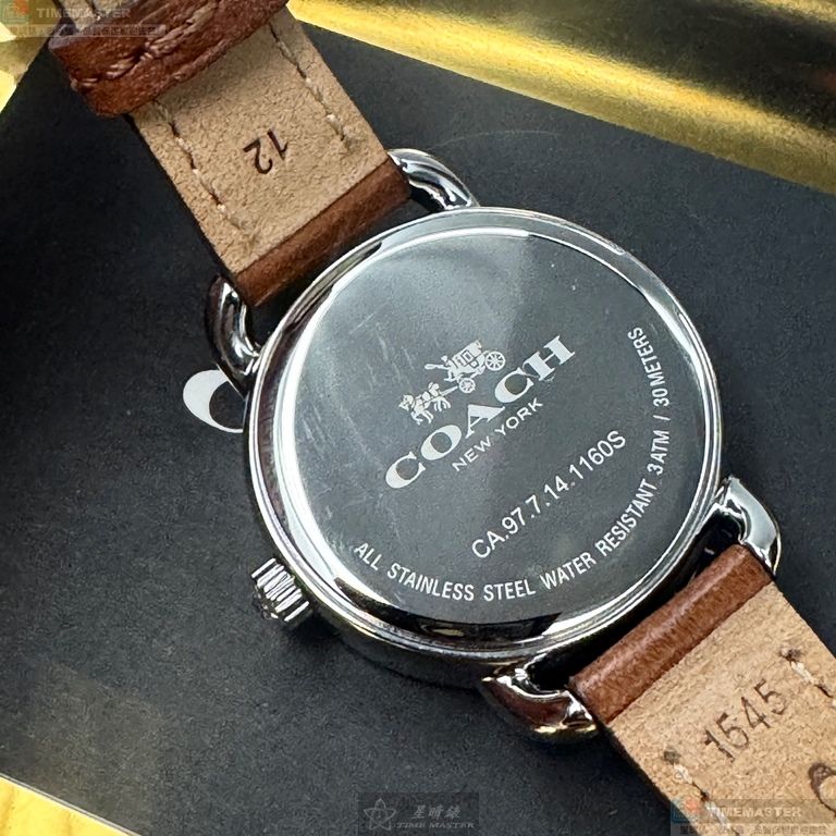 [星晴錶業]COACH手錶,28mm,CH00285貝母錶面銀錶殼咖啡色真皮皮革錶帶款, , large