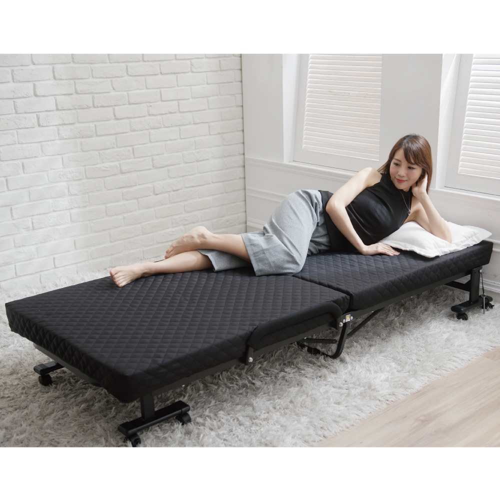 《Simple Life》No assembly required 14-section folding bed (with free bed bag) - Black S-22, , large