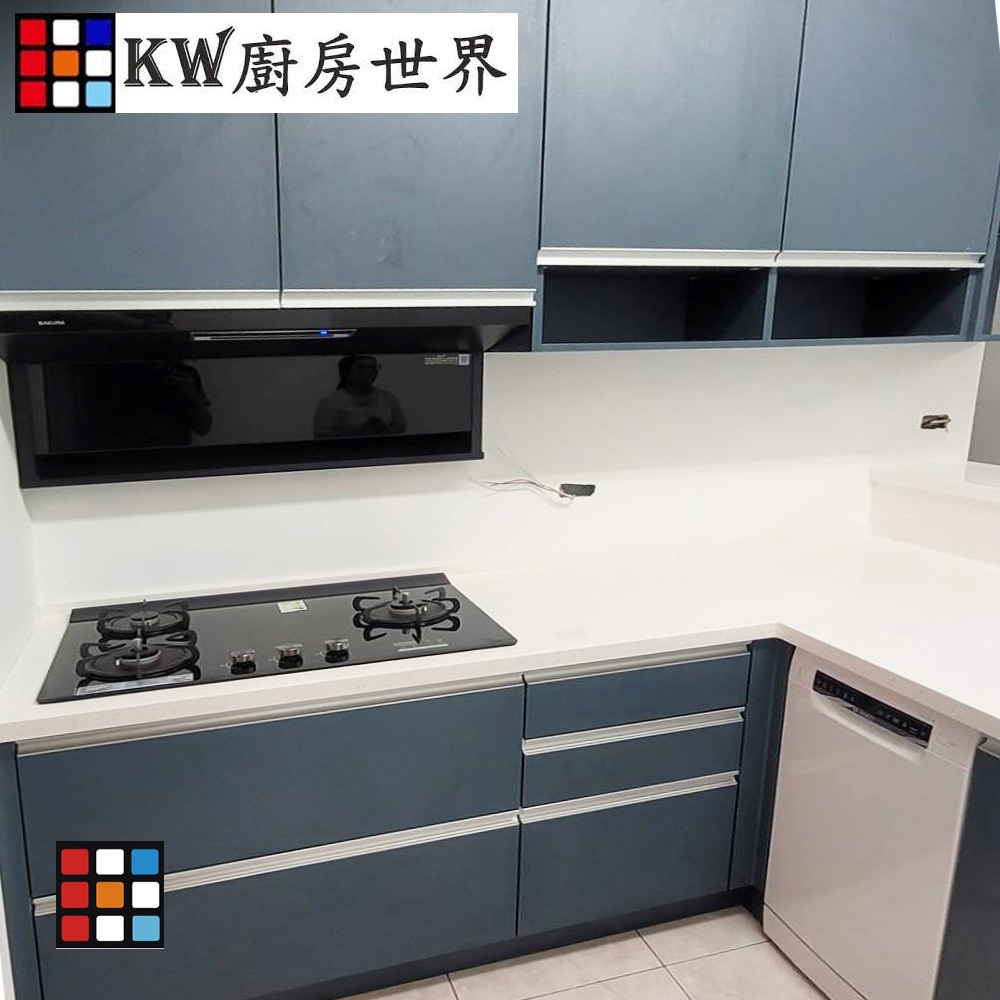 【KW廚房世界】系統廚具 廚房設計 崁入式洗碗機 吧檯 客製化 廚櫃 流理台工廠直營 丈青色系, , large