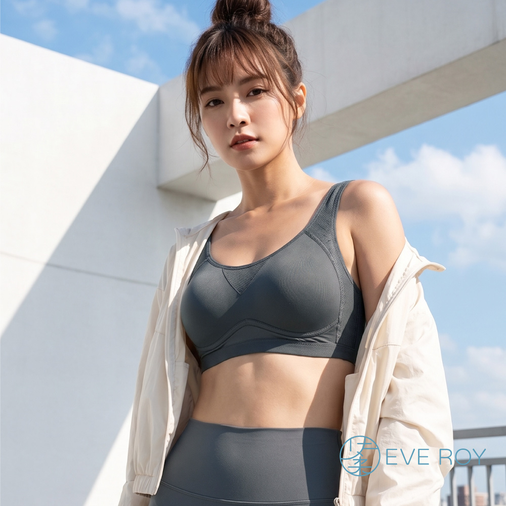 【伊柔 EVEROY】透氣無鋼圈防走光輕運動M-3XL內衣 W013-52 灰色, , large