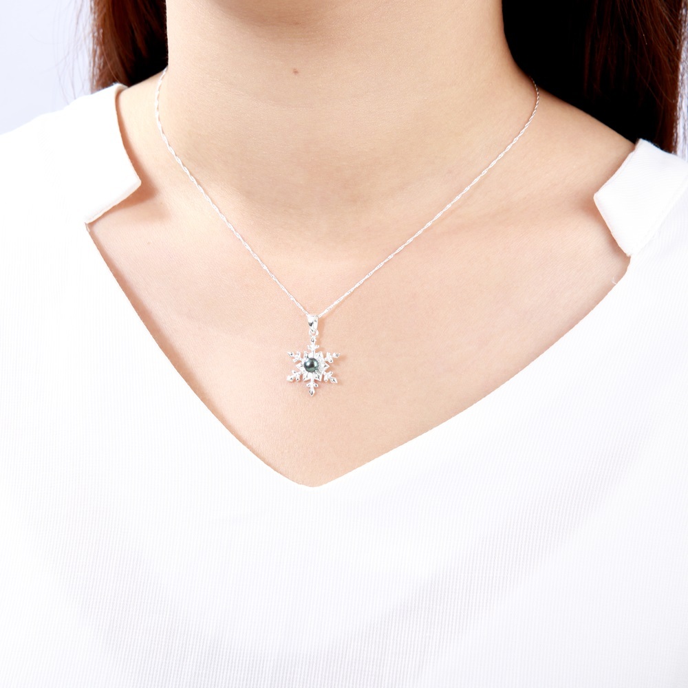 【Angel & Me】Snowflake Pearl s925 sterling silver necklace Birthday gift, , large