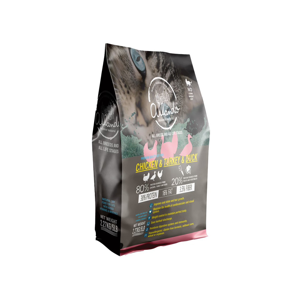 【Allando 奧藍多】無榖貓糧雞肉+火雞肉+鴨肉2.27KG(全齡貓/貓飼料/貓糧), , large