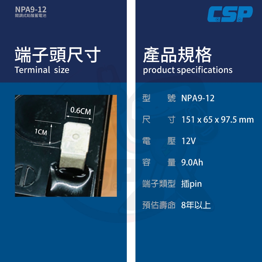 【YUASA】NPA9-12 同NP7-12長壽命 容量加大30% 電動工具 割草機 攝影 筆電電源 照明 保全 防火, , large