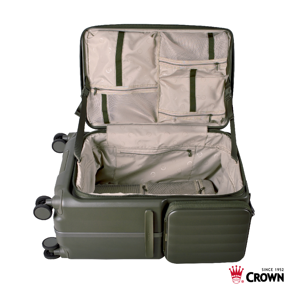 【CROWN】WAVE 26吋前開式側袋磁吸剎車箱-森林抹茶, , large