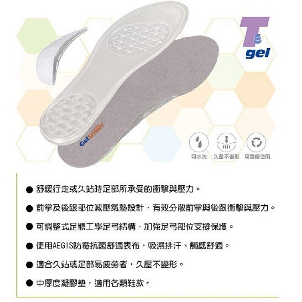 【GelSmart吉斯邁】T-Gel凝膠足弓支撐鞋墊-1雙(可調式足弓墊片、凝膠吸震、抗菌表布、TG-GI760F), , large