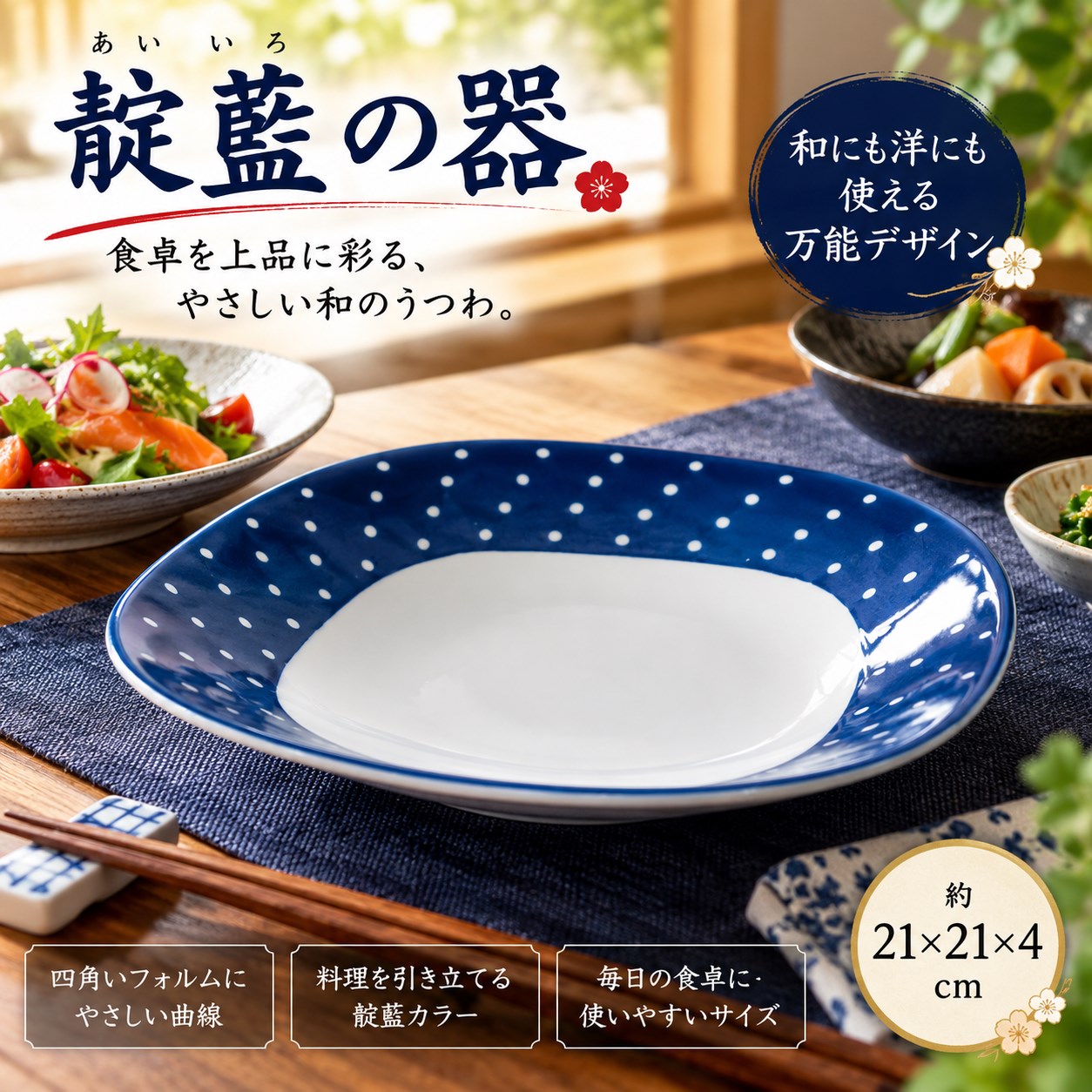 【HIYASU日安工坊】靛藍7吋四角圓皿*^(1), , large
