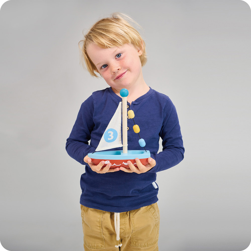 【Mentari】Wooden Sailing Boat, , large