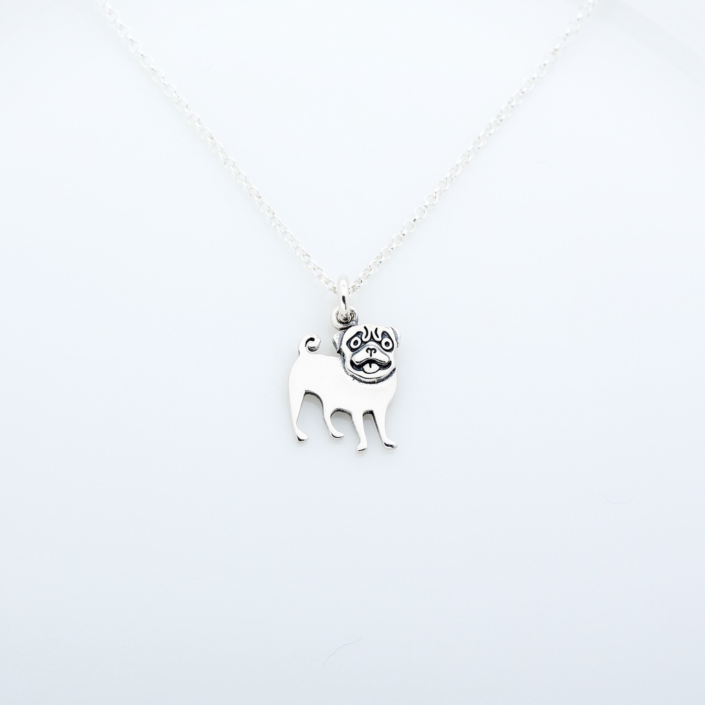 【Angel & Me】Cute Pug Dog s925 sterling silver necklace Birthday gift, , large