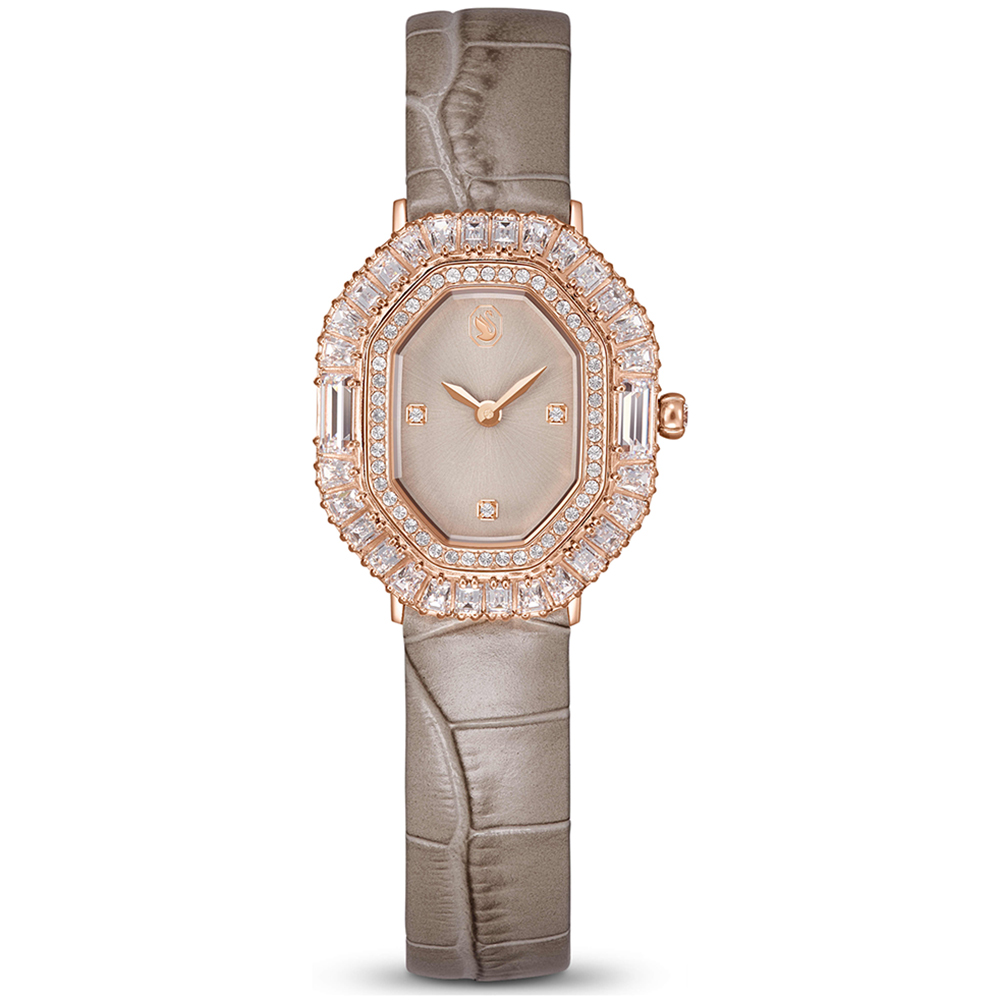 SWAROVSKI 施華洛世奇 Matrix 奢華水晶八角女錶-灰褐色/30x25mm 618年中慶 推薦(5755686), , large