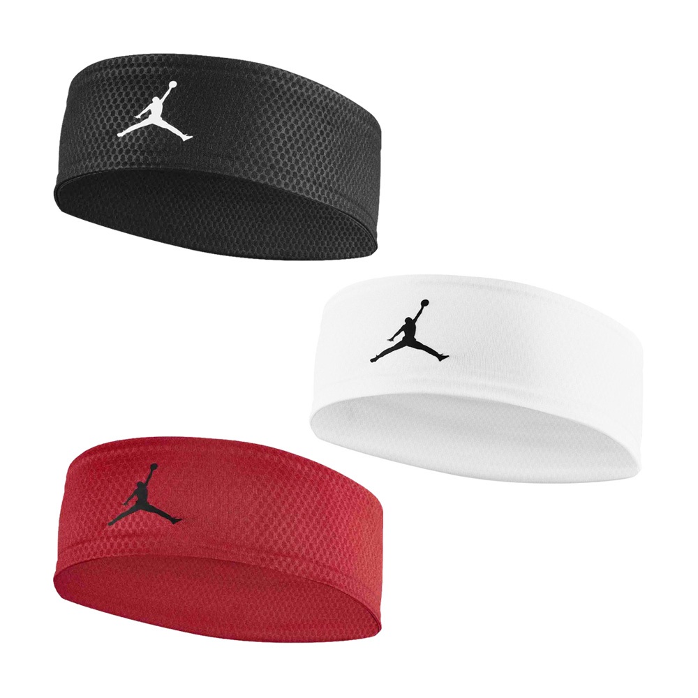 NIKE JORDAN SPORT 運動頭帶/AOP 止汗髮帶 健身 訓練 吸汗 乾爽 透氣 彈性 止滑 黑 白 紅, , large