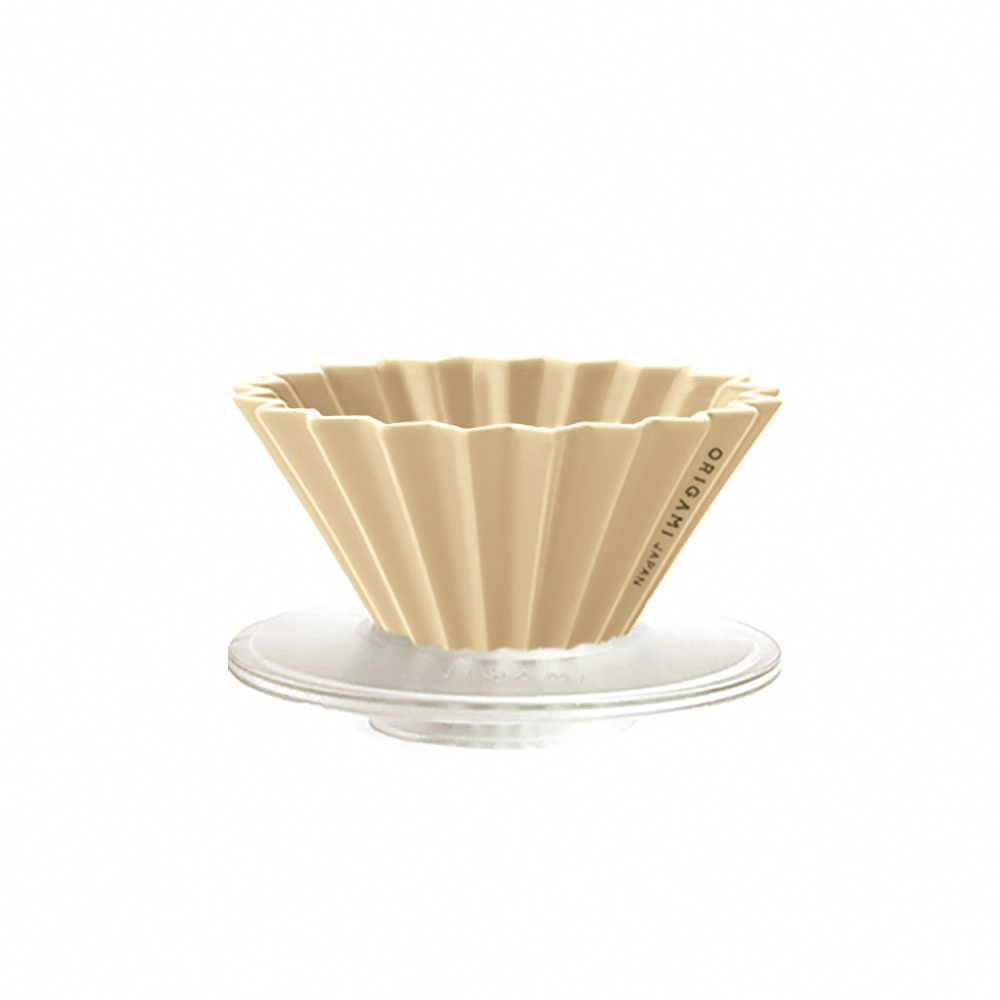 ORIGAMI 陶瓷濾杯組Ｓ(1~2人份，附樹脂杯座) 奶茶色, , large