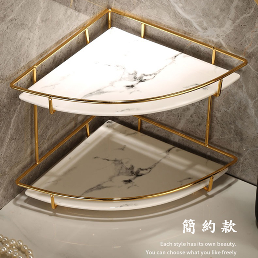 Double-layer Nordic light luxury style bathroom countertop corner triangle storage rack, , large
