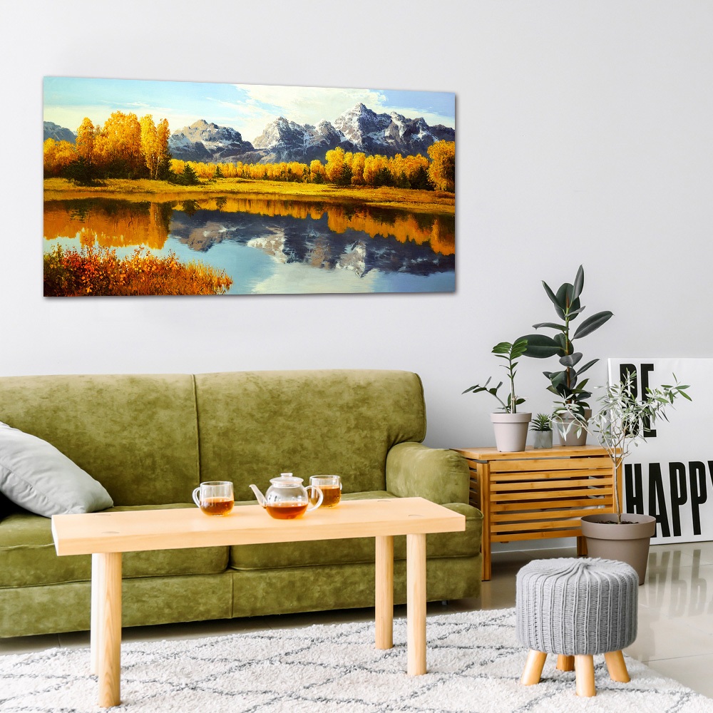 【御畫房】湖畔秋色 國家一級畫師手繪油畫60&times;120cm(VF-131), , large