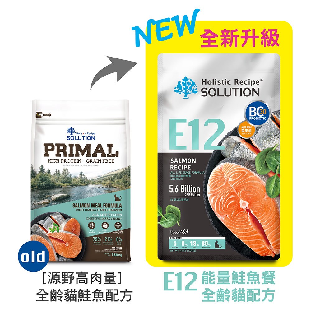 【耐吉斯】E12 能量鮭魚餐 無穀全齡貓配方(貓飼料 貓糧 貓食)10LB(4.54KG), , large