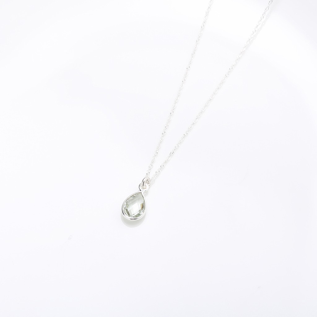 【Angel & Me】Natural Green Crystal Quartz Raindrop s925 sterling silver necklace, , large