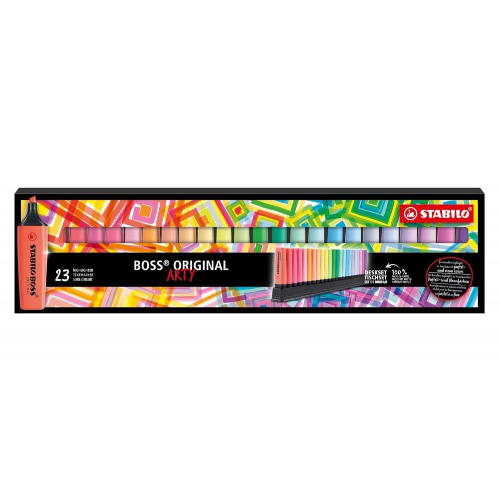 STABILO 德國 思筆樂 BOSS ORIGINAL ARTY 波士經典螢光筆  23色組/盒 ST7023-01-5-20, , large