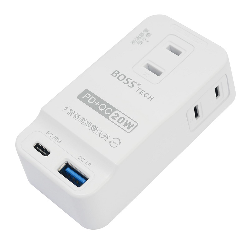 BOSS PD+QC 20W 智慧型極速充電2P插座, , large