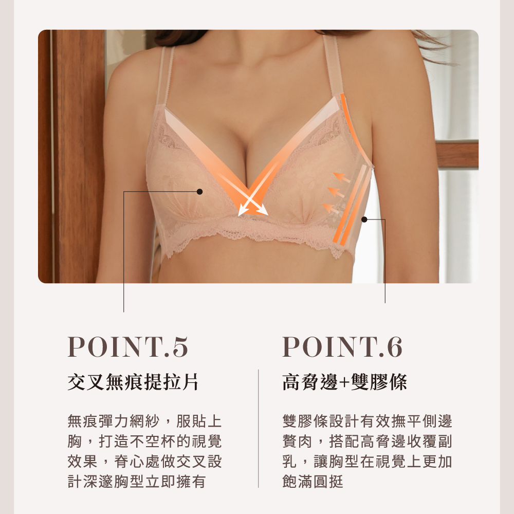 【Clany可蘭霓】涼感包覆無鋼圈 橘色 無法抗拒心機 B-D內衣 6991-36, , large