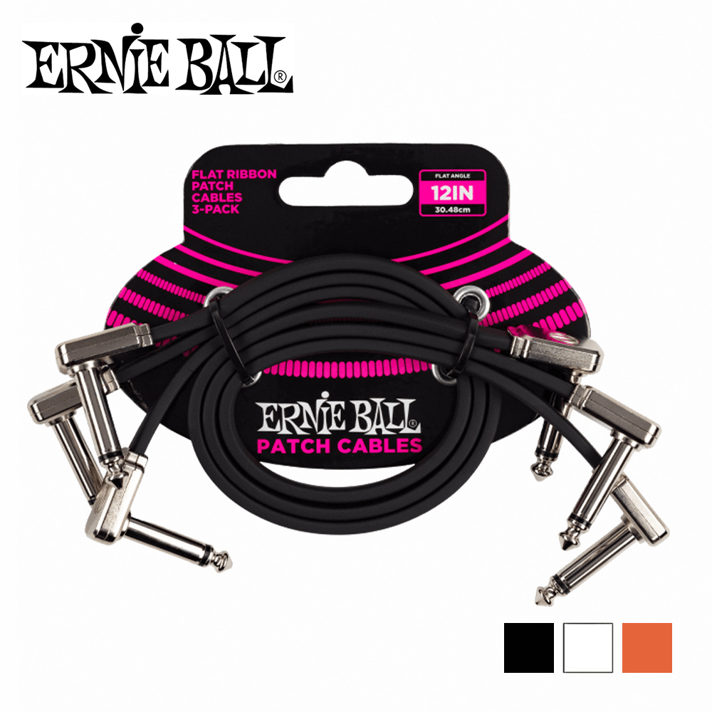ERNIE BALL 12' Cable 3Pcs 短導線一組三條 30.48公分 黑色款【敦煌樂器】, , large