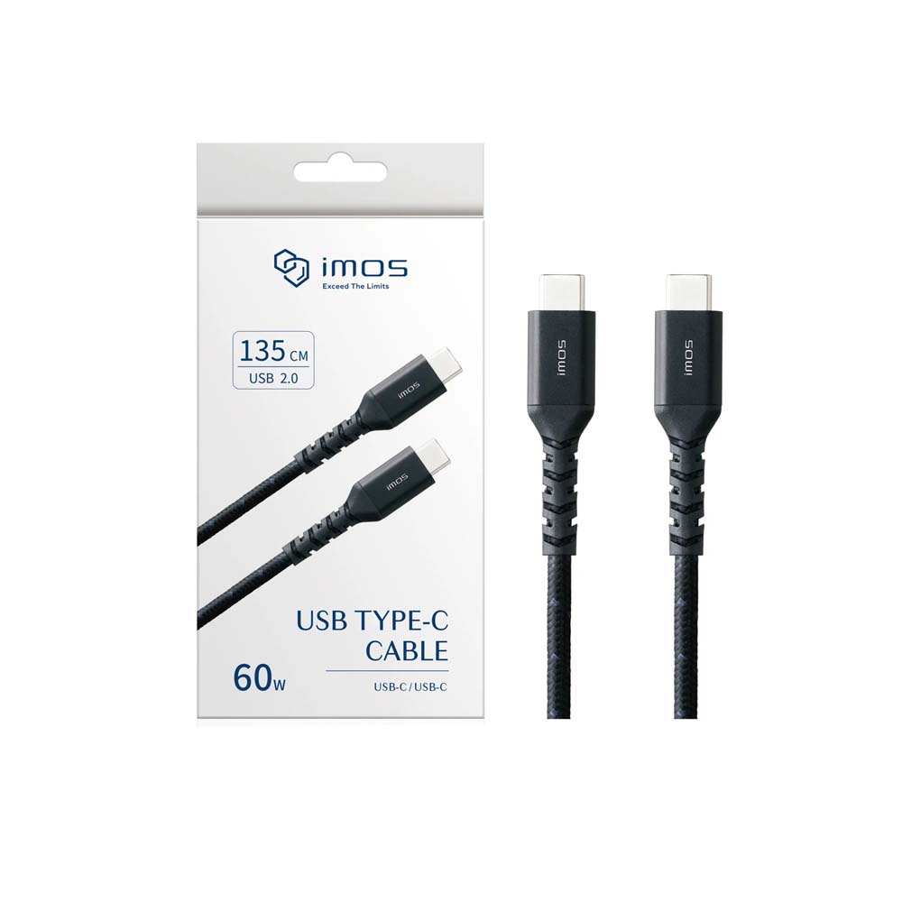 【山水之寶】iMos 充電線材 支援i17快充 60W USB-C to USB-C 高強度快充傳輸線 135cm, , large