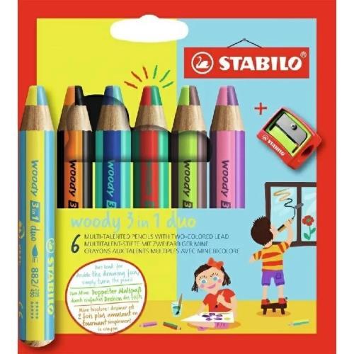 【德國天鵝STABILO】woody 3 in 1 duo 伍迪樂3合1可水洗水彩粉蠟筆 雙色筆頭10色(ST882/10-2), , large