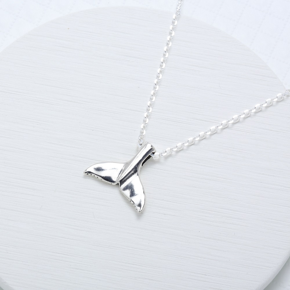 【Angel & Me】Large Whale tail s925 sterling silver necklace Birthday gift, , large
