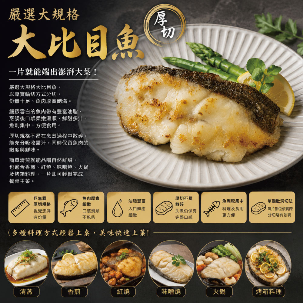 小川漁屋 巨無霸大比目魚厚切3片(500g&plusmn;10%/片), , large