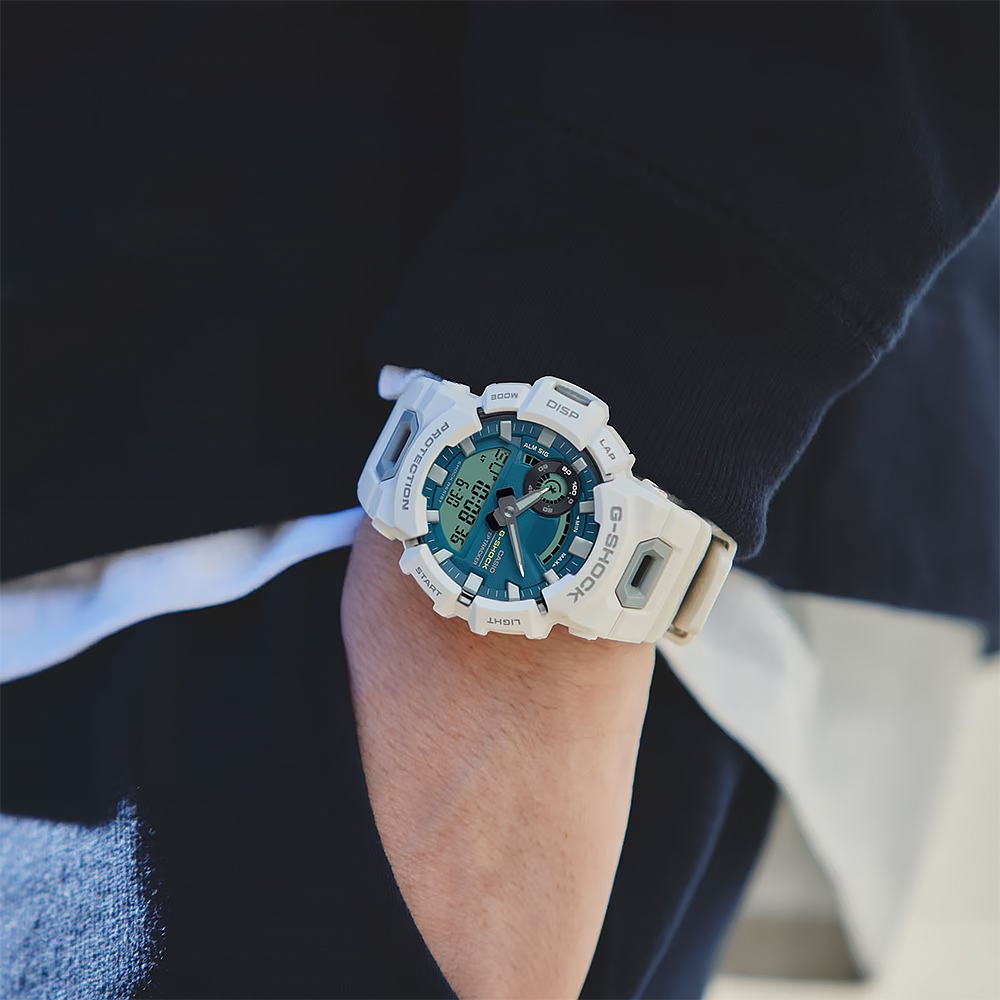 CASIO 卡西歐 G-SHOCK 亮藍綠面 運動生活藍芽多功能雙顯手錶 GBA-900CB-7A, , large