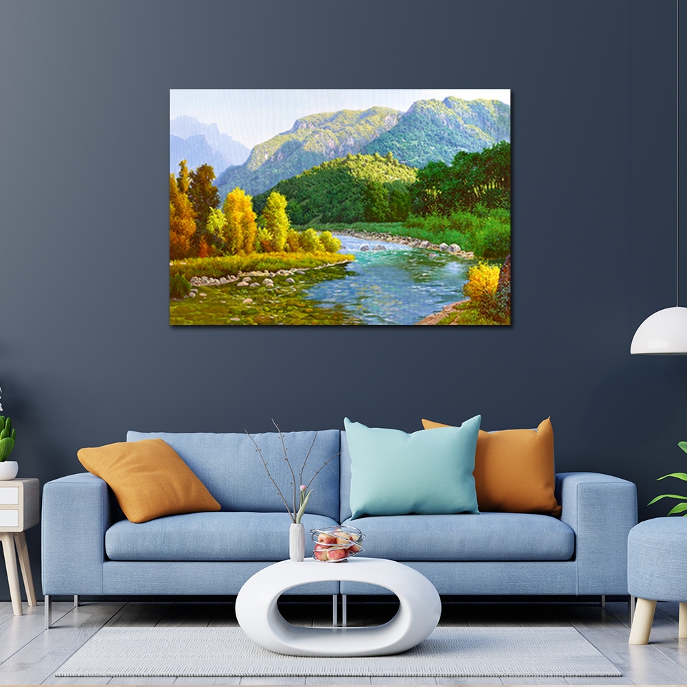 【御畫房】春水長流 國家一級畫師手繪油畫60&times;90cm(VF-81), , large