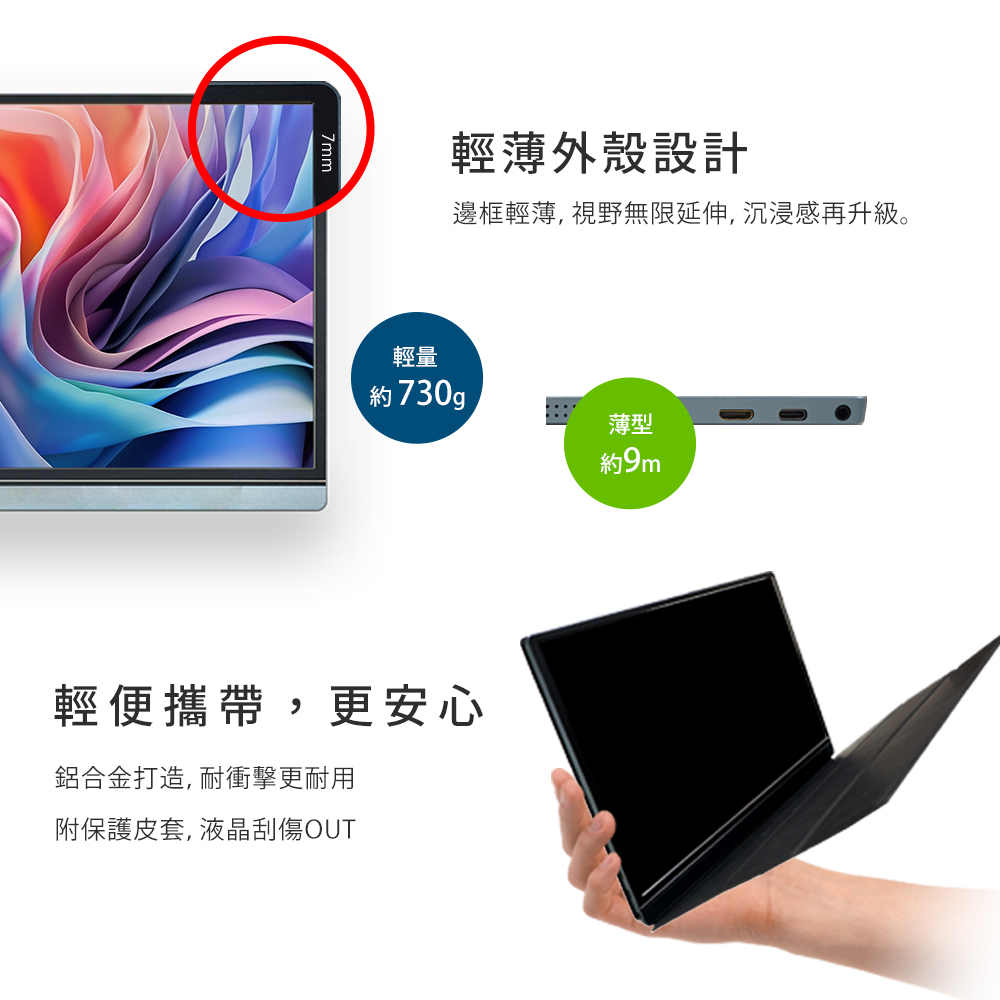 贈積木款線材收納組【台陞科技】REAICE 日本Winten 15.6型IPS超薄型可攜式外接螢幕 WT-156H2-BS, , large