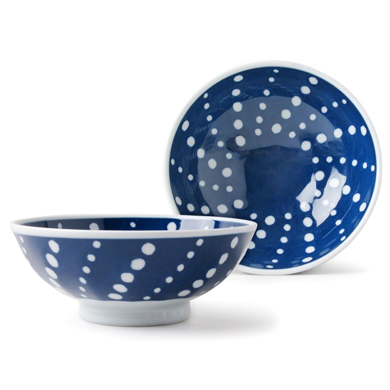 [豐名日本餐具] 5.0"輕量井 藍底白水玉 有田燒 / C05DB0-543-EB, , large