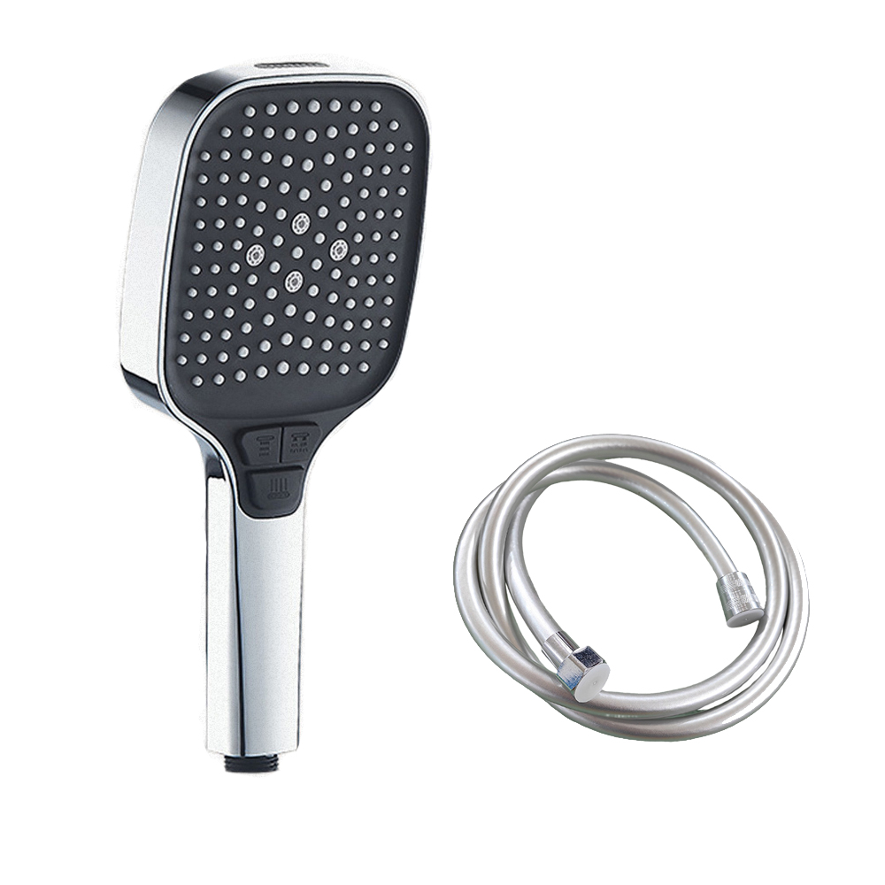 【APEX】方型3+1按鍵式增壓蓮蓬頭(附1.5米軟管), , large