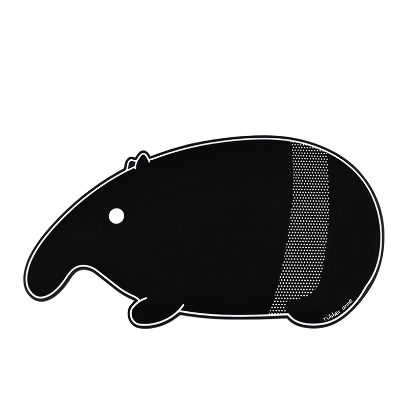 【Monster】 Soft Diatomaceous Earth Shaped Absorbent Mat &ndash; Black & White Zoo (75x40cm) &ndash; Malayan Tapir, , large