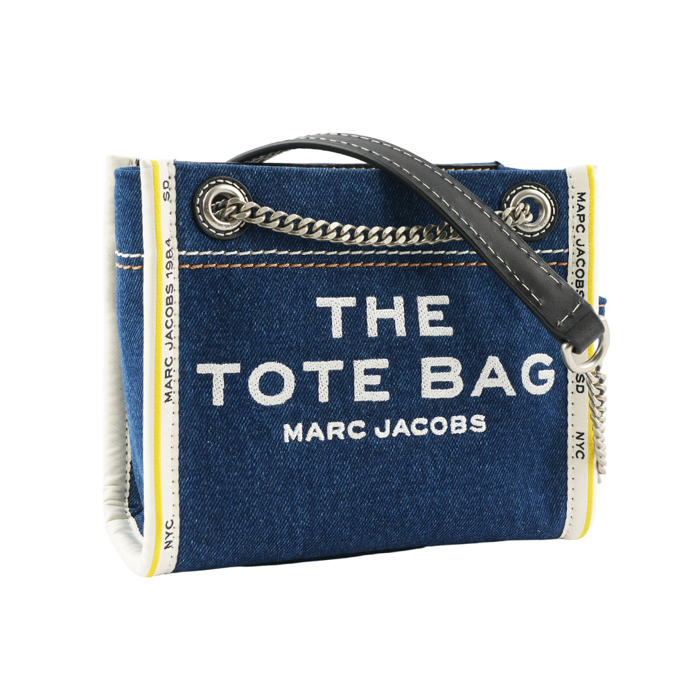 MARC JACOBS 棉質牛仔布鏈帶肩背/斜背托特包/單寧藍, , large