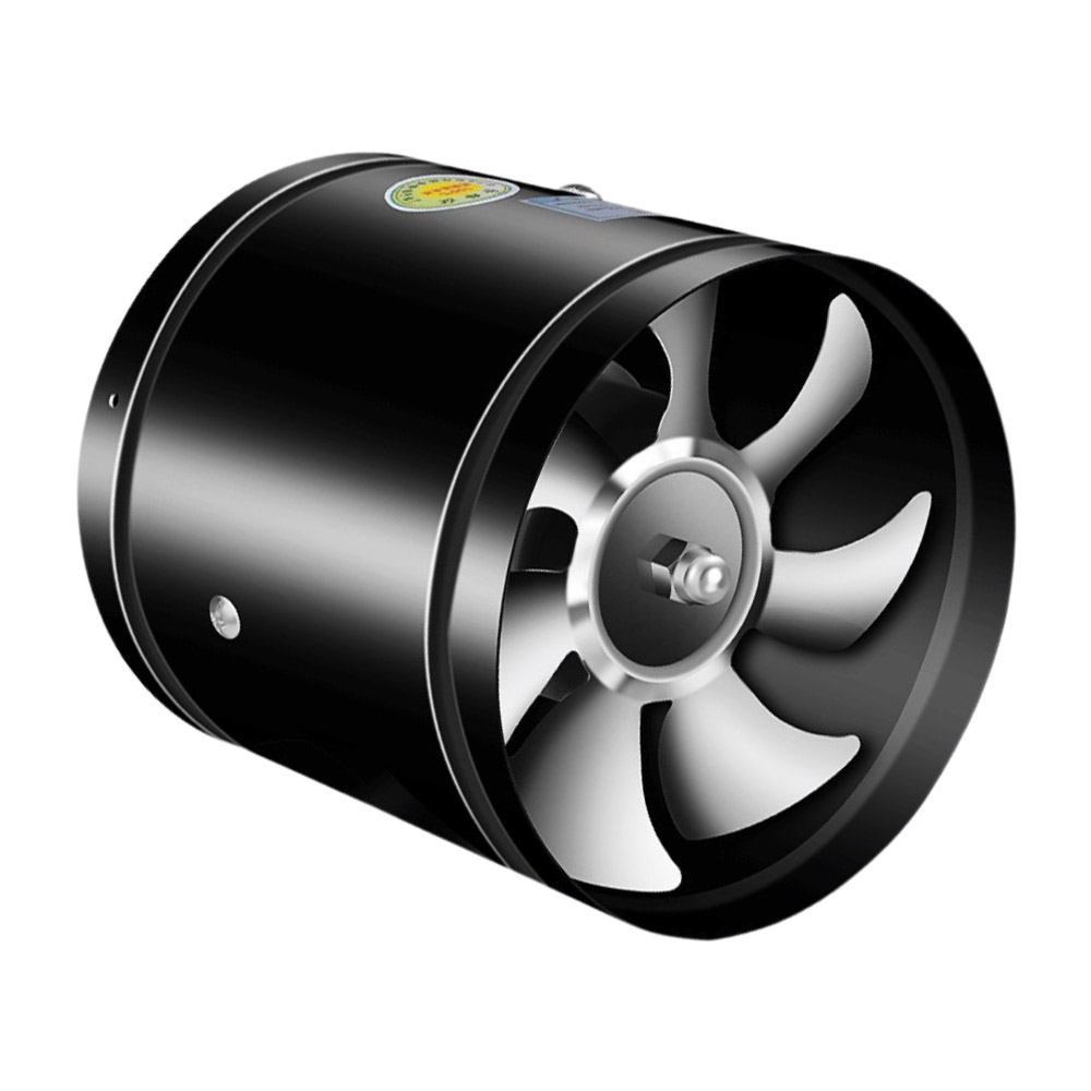 110V Exhaust Fan - Black 8-inch + 1.5m Power Cord (with Switch), , large