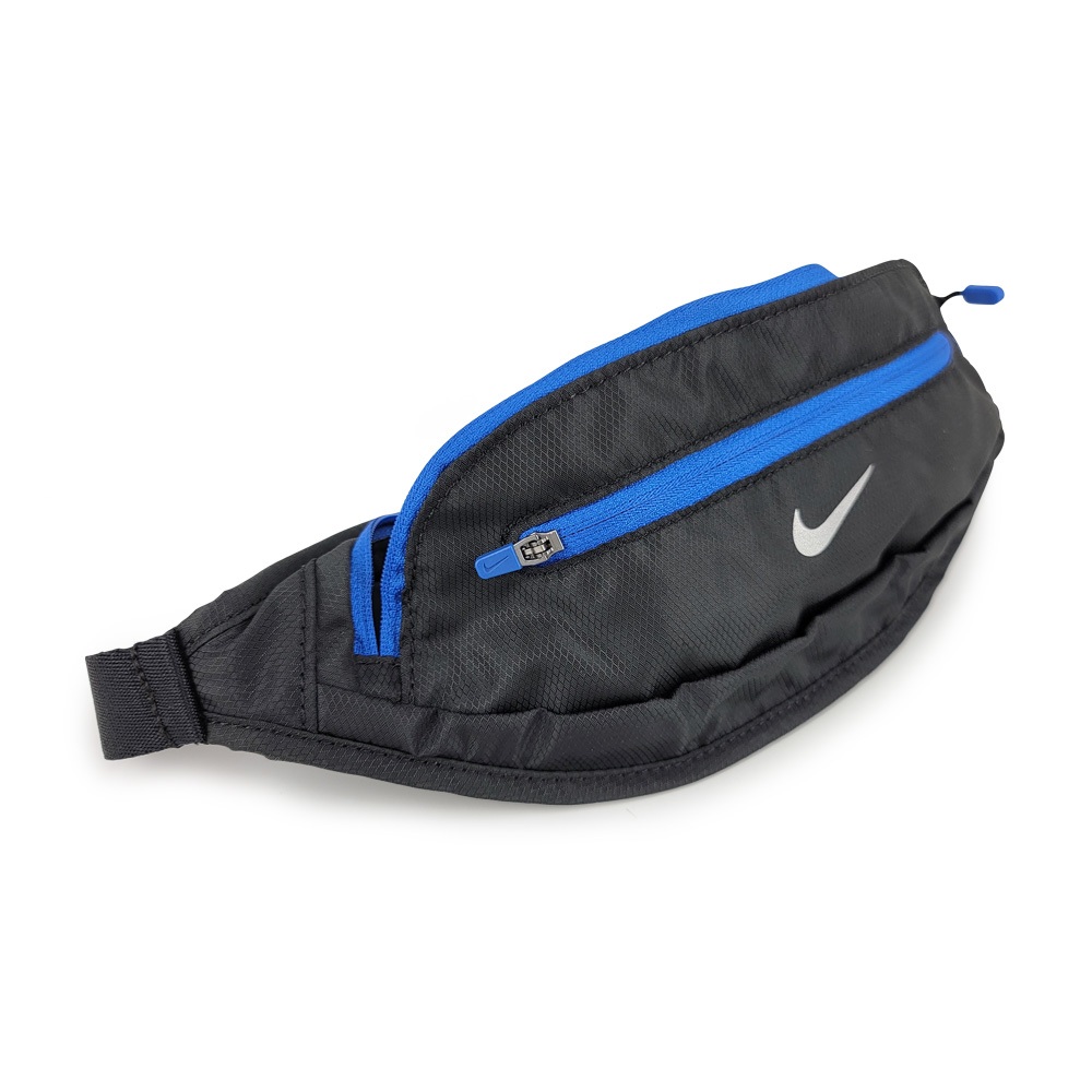 NIKE 運動腰包(大) 隨身包 休閒 逛街 慢跑 戶外運動 簡約 防潑水 反光 雙夾層 輕量 耐用 透氣 舒適 黑藍, , large