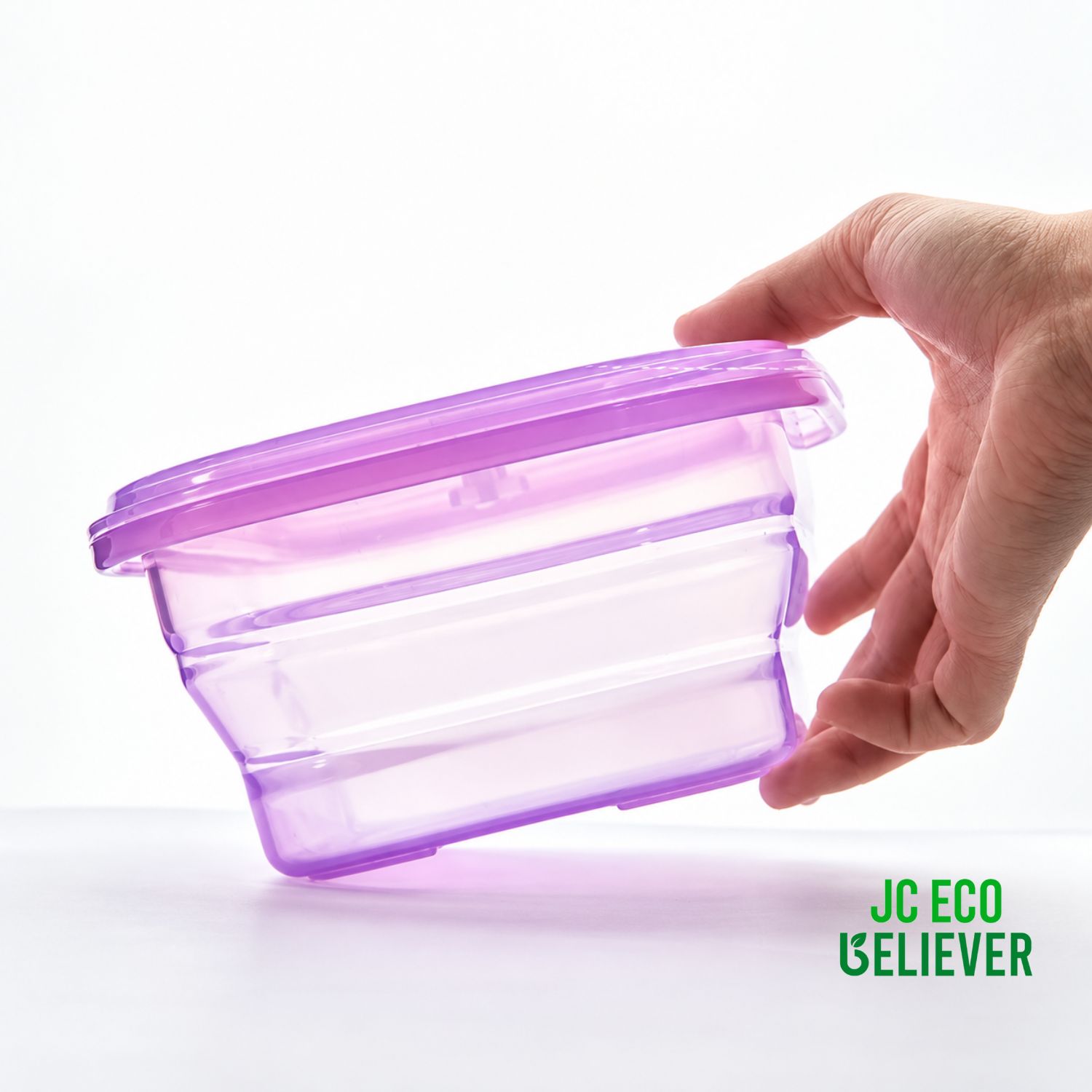 [JC ECO BELIEVER] 900ml皇家紫丁香方形矽膠保鮮盒 台灣食藥署合格 保鮮盒 折疊保鮮盒 折疊便當盒&nbsp;微波保鮮盒 餐盒, , large