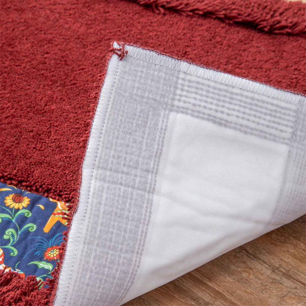 【HASHIZUME】Japan-Made Antibacterial & Deodorant Kitchen Mat 50&times;180cm &ndash; Wine Red (Nordic-Style Lucky Horse / Non-Slip Design / Machine-Washable), , large