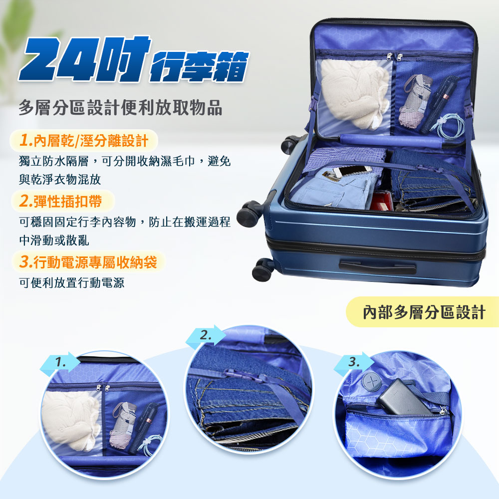 【HJY】鴻嘉源 激省空間深開擴容行李箱20吋-鐵灰, , large